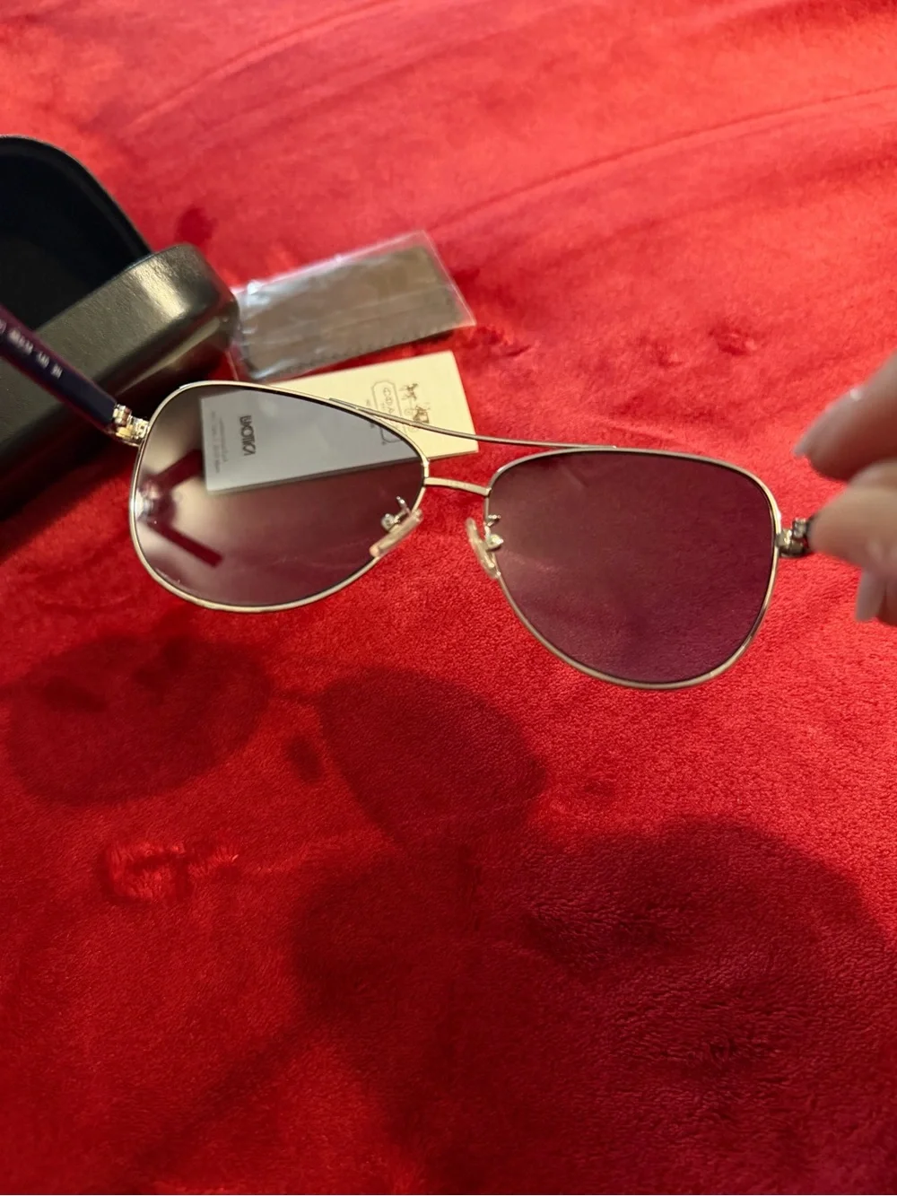 Coach Aviator Sunglasses in Black with Blue Lenses